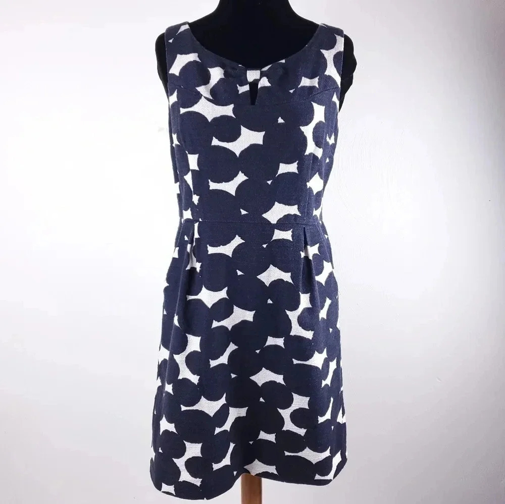 Loft Shift Dress Women's Size 6P Sleeveless Blue & White w/Pockets
